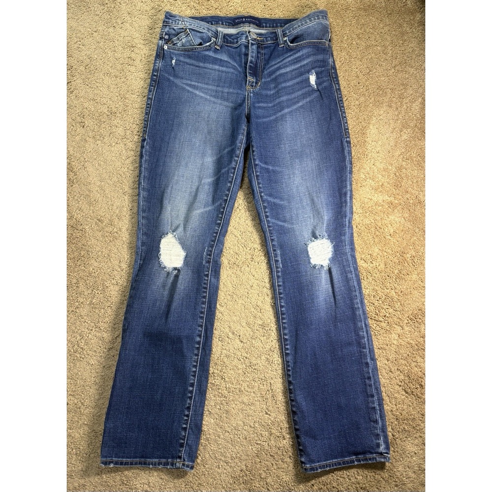 Rock Republic Kaia Jean Women 14 Straight Leg Distressed Stretch Mid Rise Grunge